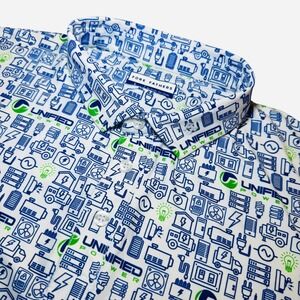 Fore Fathers Mens L Unified Power Golf Polo Shirt Performance Electrical Print